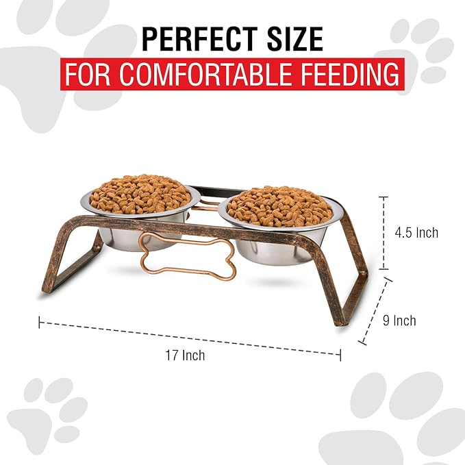 Loving Pets Elevated Dog Bowls – Raised Stainless Steel Dog Bowls with Steel Stand – Non-Skid, No Spill Feeder for Small, Medium & Large Dogs – Easy to Clean, Durable Raised Dog Feeding Station