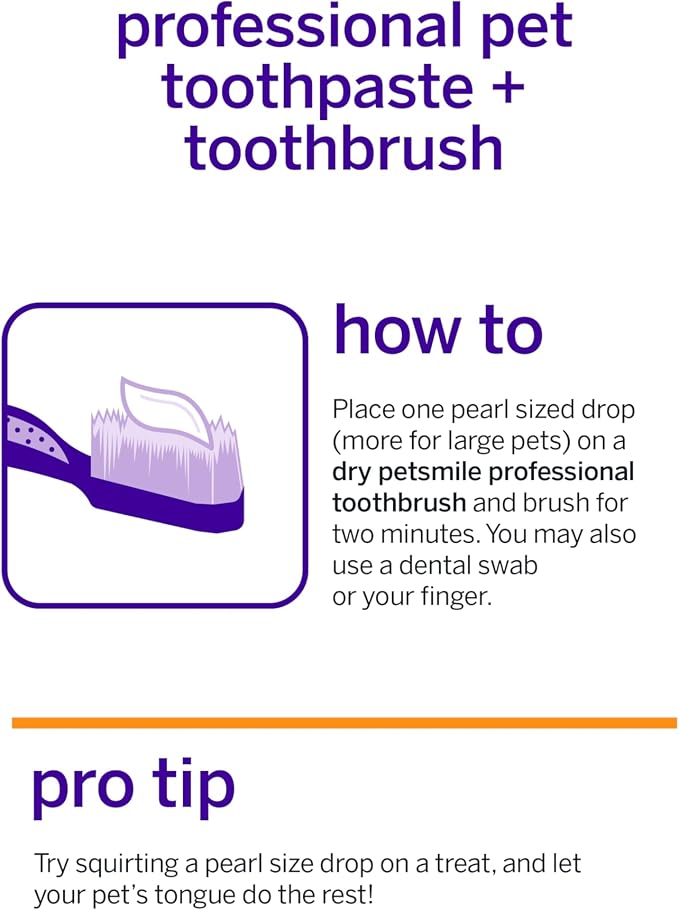 Petsmile Professional Pet Teeth Brushing Kit for Cats & Dogs - VOHC Accepted Toothpaste & Patented Toothbrush - Proven to Control Plaque & Tartar Calprox Formula (Say Cheese, 4.2 Oz)