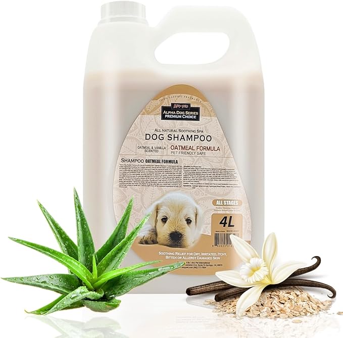 Natural Dog Shampoo and Conditioner with Aloe Vera, pH Balanced Oatmeal Shampoo for Dogs, Tear-Free Dog Shampoo Oatmeal for Sensitive Skin, OatmealDog Shampoo 1 Gallon