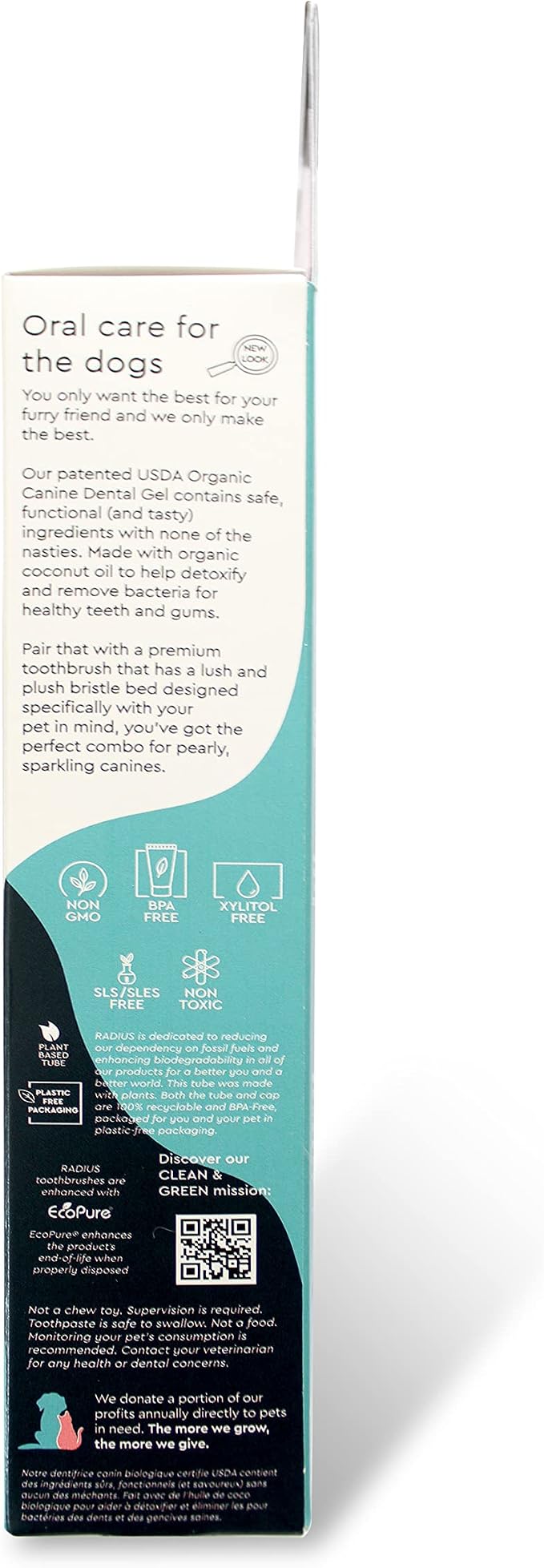 RADIUS USDA Organic Dental Solutions Adult Kit 2 Units, Includes 1 Dog Toothbrush & 1 0.8oz Toothpaste, Firm Bristle & Non Toxic Toothpaste for Dogs, Designed to Clean Teeth, Xylitol Free