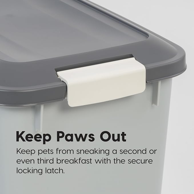 IRIS USA Dog Food Storage Container, 2-Pack, Up to 54 lbs, Gray/Dark Gray | Made in the USA, Comes w/ Wheels & 2-Cup Scoop, Airtight Seal, BPA-Free, Bird Seed, Cat food, Cat Litter, Multi-Pet Household