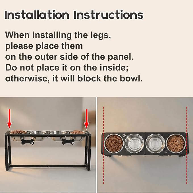 Metal Elevated Dog Bowls, Raised Dog Bowls for Medium/Large Sized Dogs with Four 58oz Stainless Steel Food Bowls, 3 Adjustable Height (8.8"/11.5"/14") Dog Bowl Stand Protect Neck & Joints