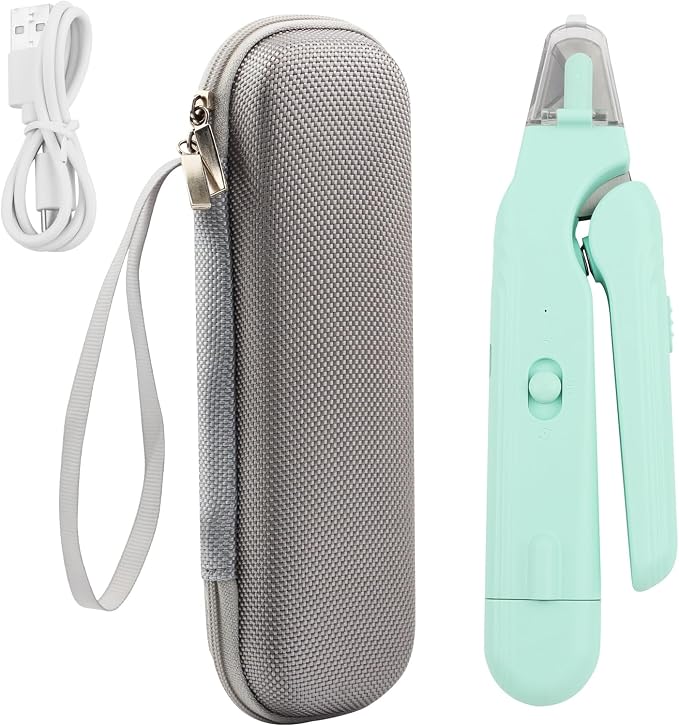 2-in-1 Dog Nail Grinder & Dog Nail Clippers Trimmers, Dogs Trimmer with LED Light + Splash Guard + Storage Case, Pet Claw Clippers for Dogs Cats, USB Rechargeable (Green)