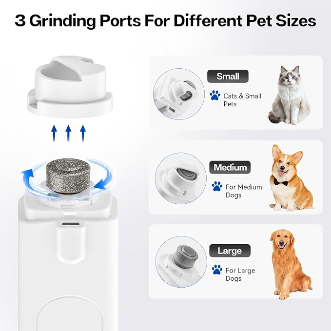 2 in 1 Dog and Cat Nail Grinder and Clipper 3 Speed LED | Rechargeable Cordless Design, Quiet Low Vibration Operation, Small Medium Large Pets, Convenient at Home Grooming