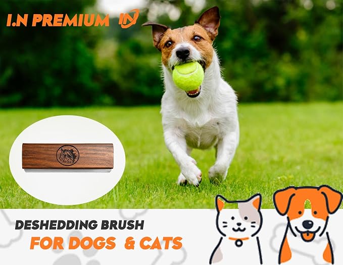 Original Deshedding Grooming Tools for Dogs, Cats & Horse Easy Ergonomic Wooden Groom pro Professional Brush Grooming Tool, Remove painlessly 95 Percent of Lose Hair Fur & Dirt (5 inch)