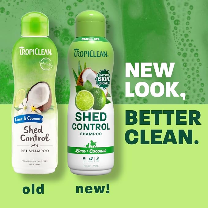 TropiClean Deshedding Dog Shampoo, Lime & Coconut Scent, 20oz. | Fast-Acting Shedding Control | Coat Softener | Lime & Coconut Scent | Puppy & Cat Safe | Made in USA