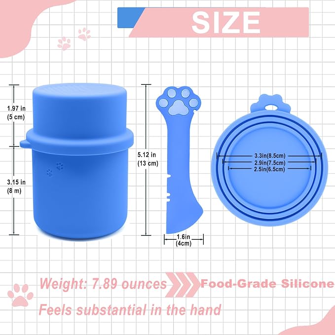 Original Canned Dog Food Storage Container | Silicone Can Cover Pet Food Sealer | BPA Free, Airtight, Dishwasher & Freezer Safe (Blue)