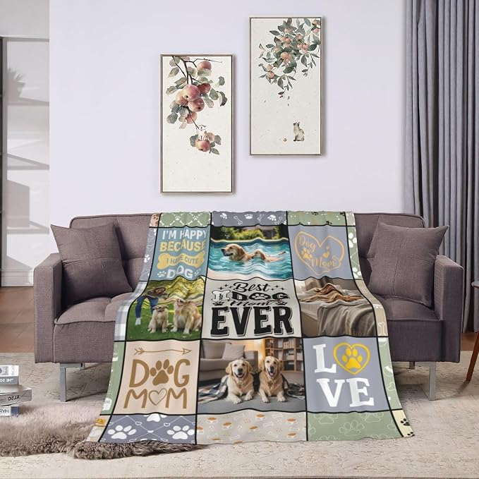 Nxwdwqa Personalized Dog Mom Blanket Throws with Photos, Custom Pet Mom Blanket, Dog Gifts for Pet Lovers, Customized Puppy Blanket for Adult Kid Birthday Christmas Fathers Mothers Valentines Gift