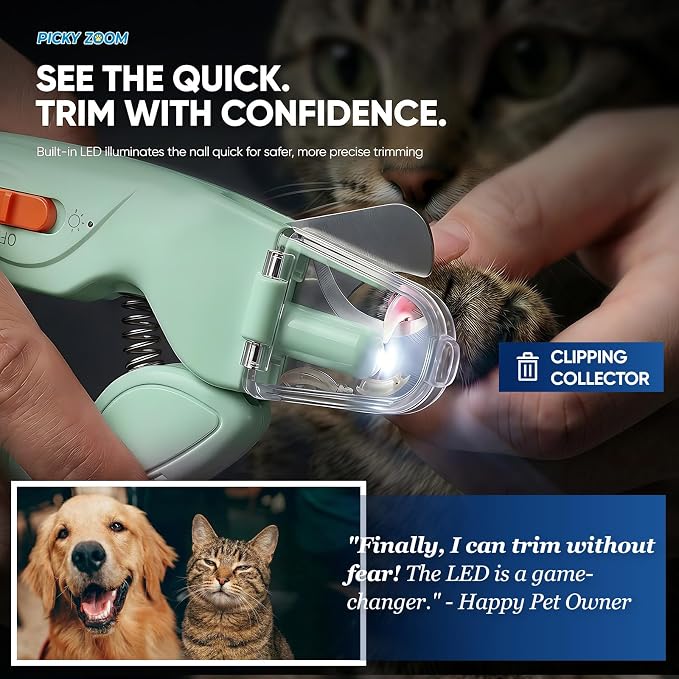 2-in-1 Dog & Cat Nail Clippers and Grinder with LED Light | Sharp Blade, Low-Noise Grinder, Safety Guard & USB Rechargeable Cordless Design for Small, Medium and Large Pets