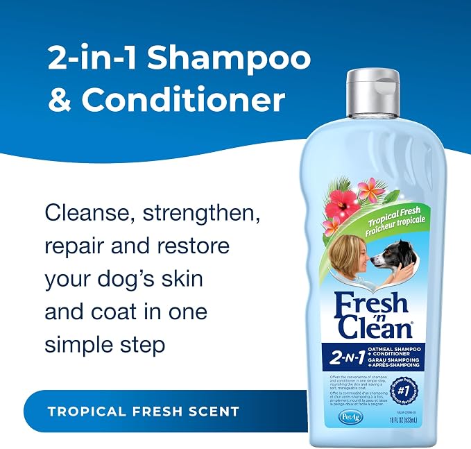 Fresh'n Clean Pet 2-in-1 Oatmeal and Baking Soda Formula Conditioning Shampoo, 18-Ounce