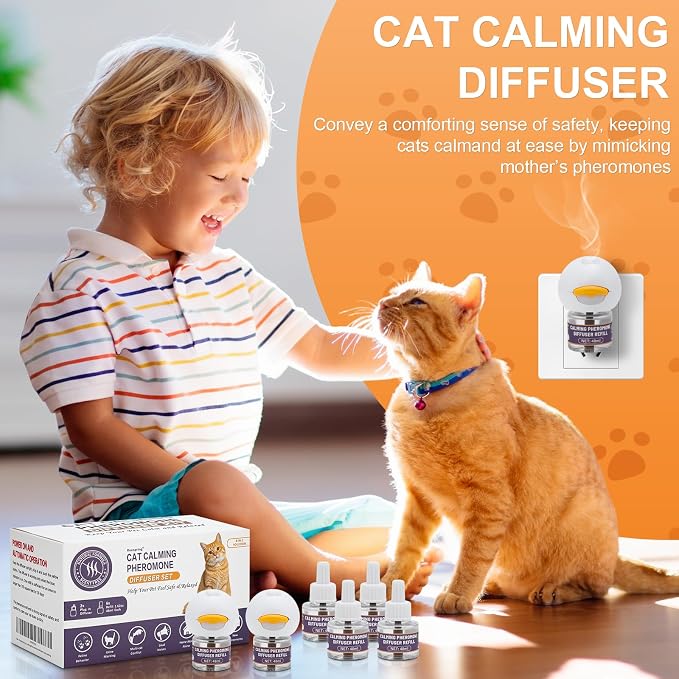 Reespring Cat Pheromones Calming Diffuser: Premium Pheromone Diffuser for Cats - Cat Pheromones Diffuser - Cat Calming Diffuser - Cat Calming Pheromone Diffuser (2 diffusers+ 6 Refills)