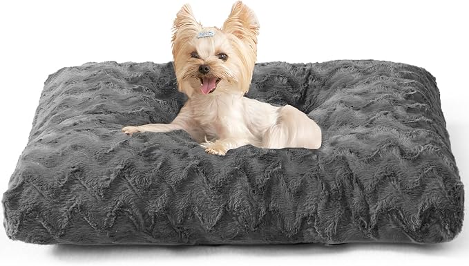 EHEYCIGA Washable Small Dog Bed for Crate 23x18 Inch, Kennel Pad for Puppy Up to 25 lbs, Plush and Comfy Pet Sleeping Mat, Charcoal