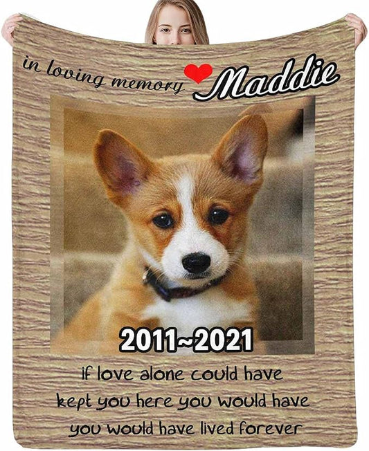 InterestPrint Custom Photo Blanket Best Memorial for Your Pets - Personalized Cozy Fleece Throws Blanket with Picture Upload for Dogs Cats Family Friends