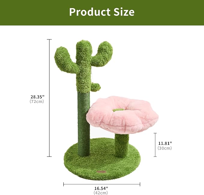 Cat Scratching Post, Cat Scratcher Kitten Scratch Post，Sisal Rope for Indoor Cats, Claw Scratcher for Indoor Cats and Kittens (Cactus)