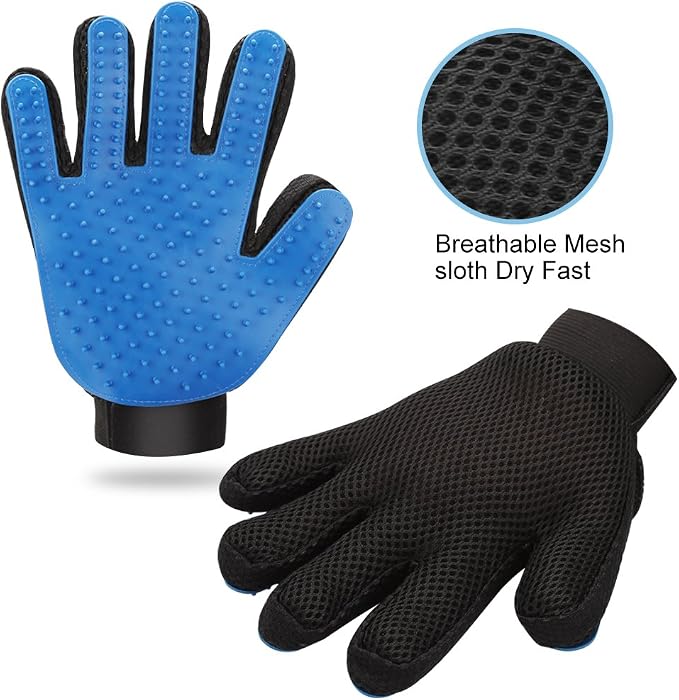 Pet Grooming Gloves 1 Pair Deshedding Mitt for Dogs Cats Bath Massage