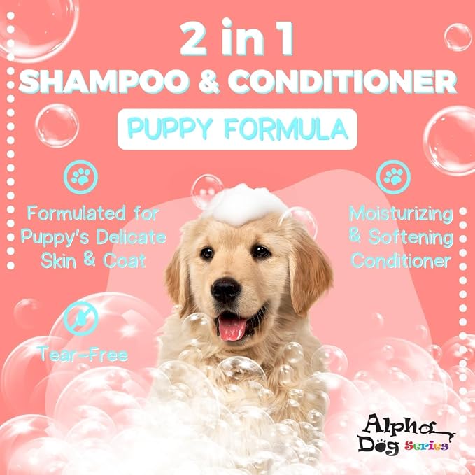 Natural Puppy Shampoo and Conditioner Tear Free with Aloe Vera, pH-Balanced Shampoo for Puppies, Tearless Dog Shampoo and Conditioner, Puppy Wash Sensitive Skin 4L (1 Gallon)