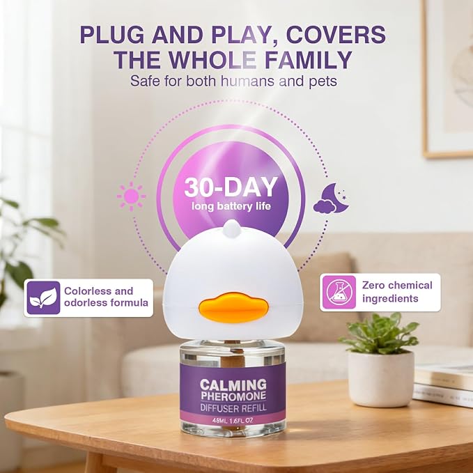Tcllka Cat Calming Pheromone Diffuser Effectively Relieve Anxiety Stress Cat Calming Diffuser Comfort for Cats Refill Reduce Fighting Spraying and Scratching Calm Relaxing 48ml/Bottle Fits All Cats
