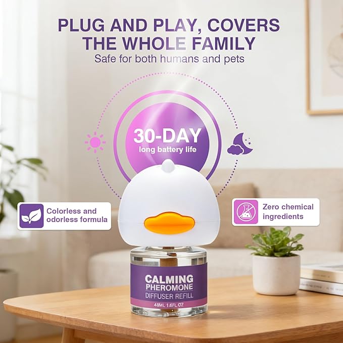 Tcllka Cat Calming Pheromone Diffuser Effectively Relieve Anxiety Stress Cat Calming Diffuser Comfort for Cats Refill Reduce Fighting Spraying and Scratching Calm Relaxing 48ml/Bottle Fits All Cats