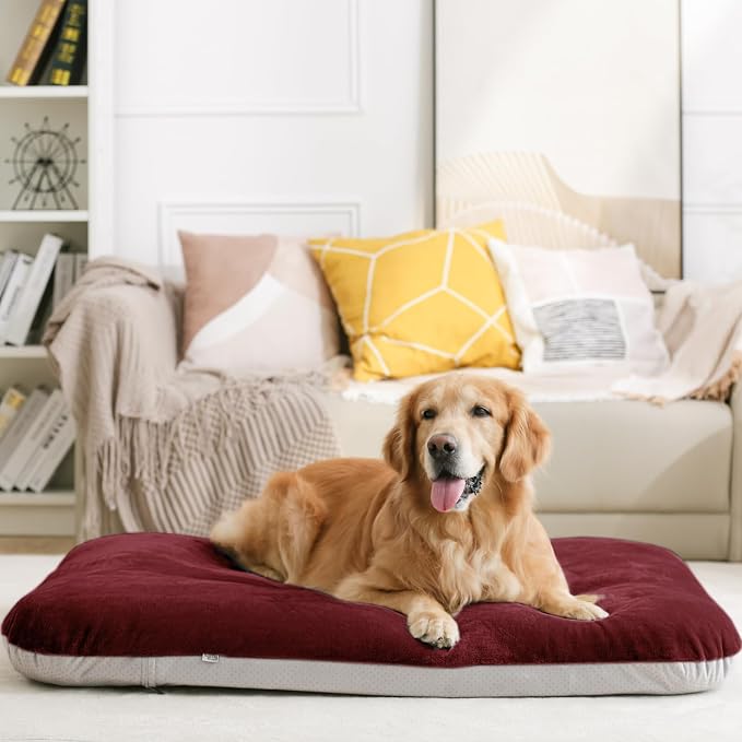 Magic Dog Super Soft Medium Dog Bed, 32 Inch Orthopedic Foam Pet Bed with Anti Slip Bottom, Removable Washable Cover, Burgundy