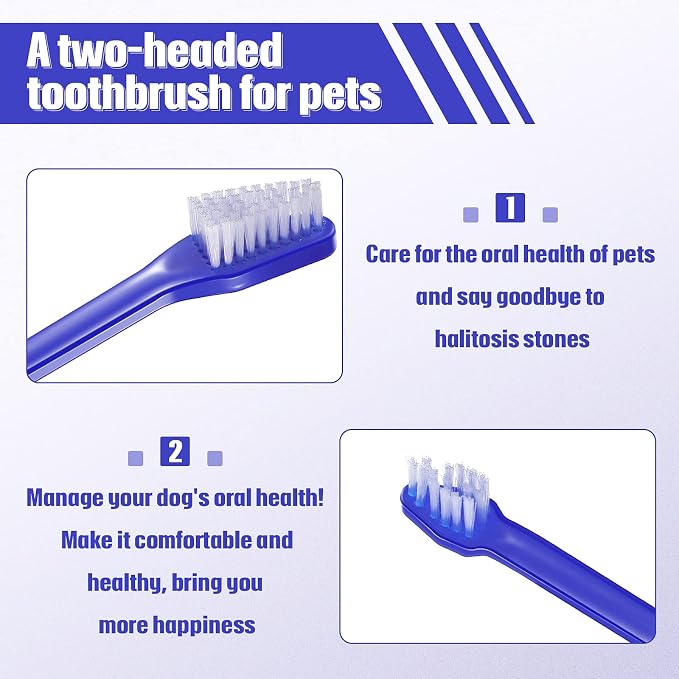 100 Pcs Dog Toothbrush Kit, Dual Head Bulk Pet Dental Supplies, Soft Bristle Long Handle Toothbrush for Adult Dogs, Oral Hygiene Teeth Cleaning Set for Most Pets, Small Medium Large Dogs and Cats