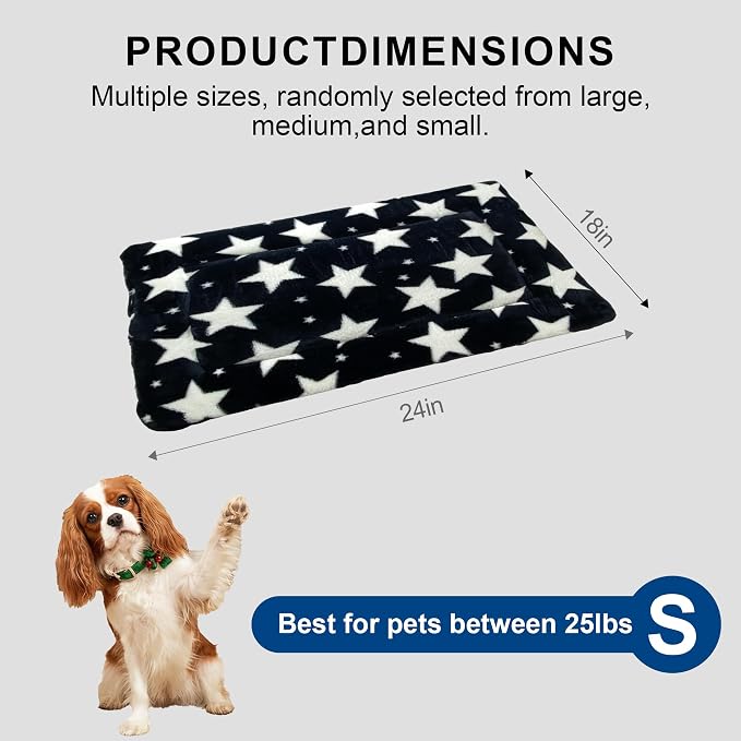 Washable Dog Bed Mat With Anti-Slip Bottom, Deluxe Plush Memory Foam Crate Pad & Waterproof Outdoor Kennel Mat For Dogs & Cats-Durable Crates Beds, Large Medium Small Puppy Size 24" x 18",Blue