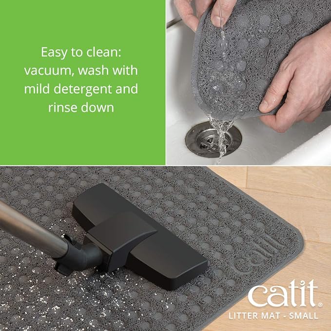 Catit Cat Litter Mat Rectangle Non-Slip Litter Trapping Mat Soft | Comfortable, Easy to Clean for All Cat Litter Types, Small