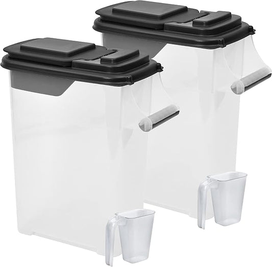Buddeez Pet Food Storage Containers - Capacity Dog Food Storage Container, Cat Food Container, Bird Seed Storage Container, with Durable EZ Grip Handle, EZ Flip Lid & Scoop (2 Pack) 16 QT/16 LB
