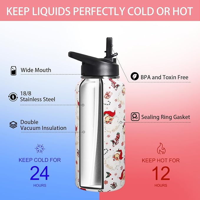 30 oz Christmas Santa Flip Tumbler with lid and Straw CoffeeTravel Mug Cup Water Botter,Christmas Gifts for Women,Christmas Stuff Decor Accessories