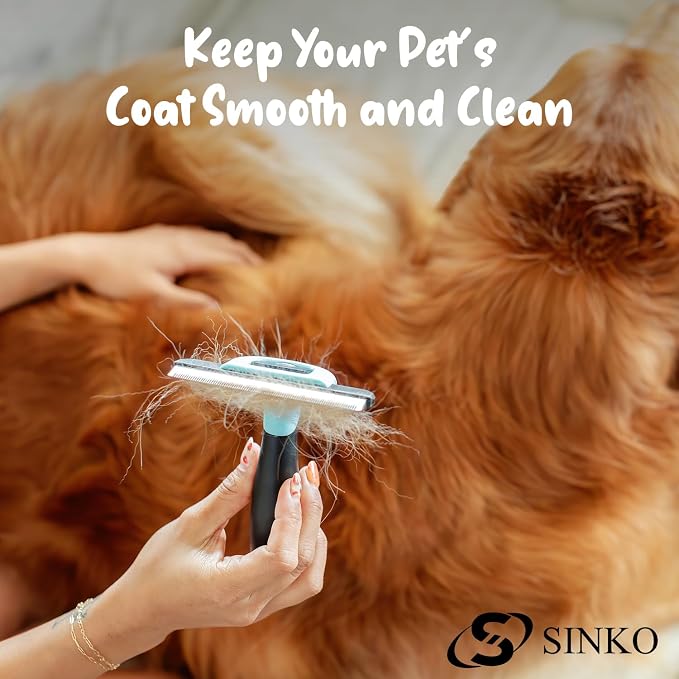 Sinko Deshedding Tool for Dogs & Cats, Pet Grooming Brush, Skin Friendly, Effectively Reduces Shedding by up to 95% for Short Medium Long Pet Hair (Blue)