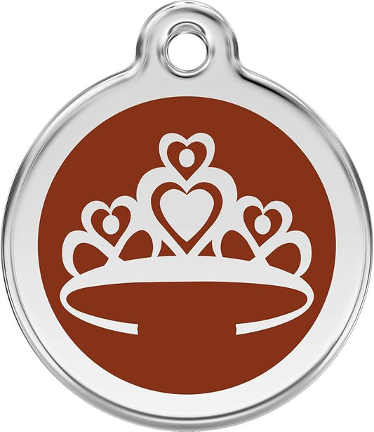 Red Dingo Personalized Crown Pet ID Dog Tag (Medium Brown)