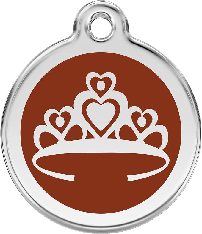 Red Dingo Personalized Crown Pet ID Dog Tag (Large Brown)