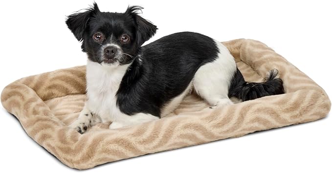 MidWest Homes for Pets QuiteTime Deluxe Wave Bolster Bed for Small Dogs; Easily Machine Wash and Dry; Tan; 22"; 40222-WVTN