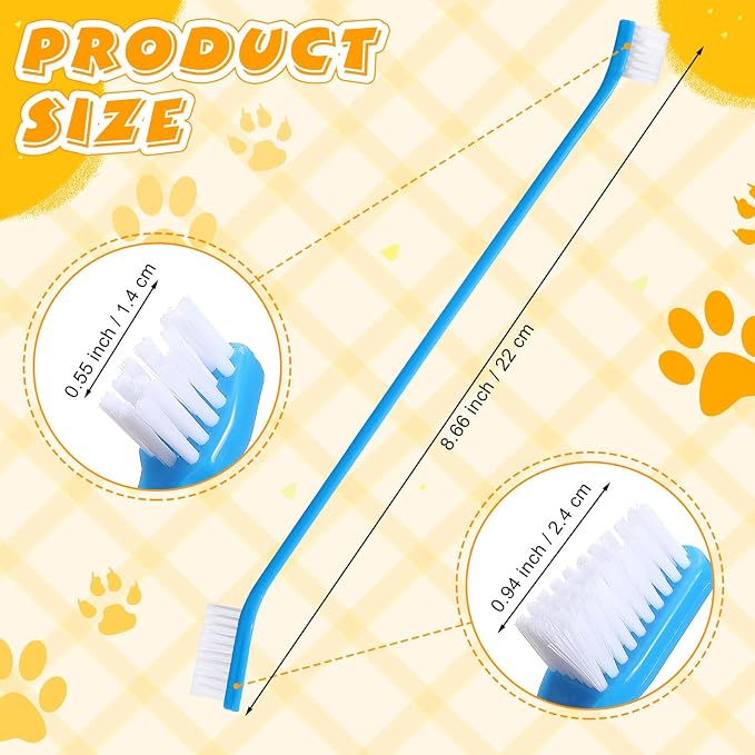 Nuenen 150 Pcs Dog Toothbrush Dual Headed Dental Brushes Puppy Tooth Brushing Kit Long Handle Toothbrush for Large and Small Dogs Cats Most Pets Teeth Cleaning Oral Care Supplies (Stylish Color)