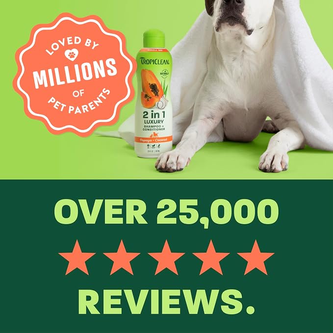 TropiClean 2in1 Dog Shampoo and Conditioner, 3X Longer Lasting Scent, 20oz