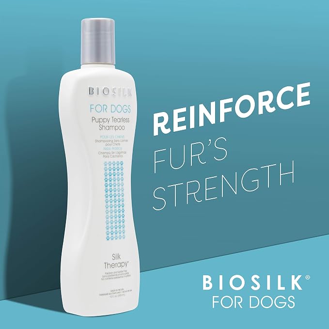 BioSilk for Dogs Puppy Tearless Shampoo Gentle Dog Wash Silk Proteins Paraben Sulfate Free Formula Cleans Conditions Coats Puppies and Dogs Made in USA 12 FL OZ 6 Pack Cruelty Free Made in USA