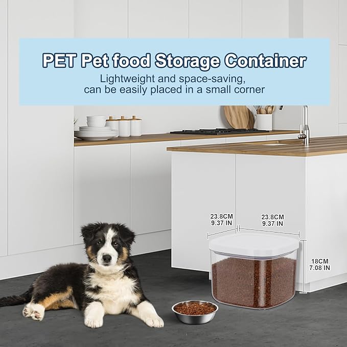 LEAWALK 5-8Lbs/5.28Qt/5L Airtight Dog Cat Food Storage Container and Pet Storage Bin BPA-Free. PET Clear Stackable Dog Treat Containers for Pet Food/Rice/Dry/Cereals/Flour/Sugar/Bread, etc (Medium
