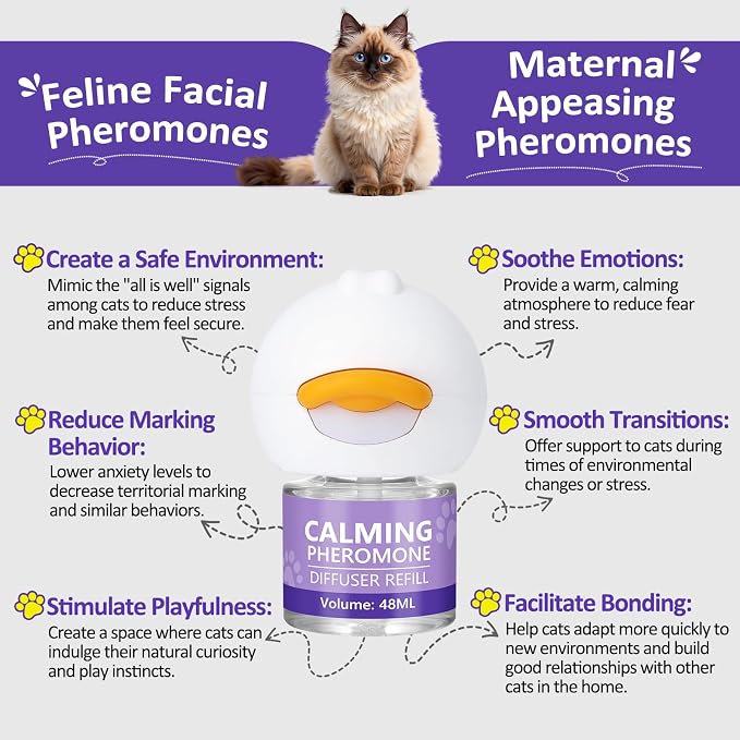 OcePor Cat Calming Diffuser,360-Day Pheromone Diffuser 12 Refills & 3 Plugs | Cat Pheromones Calming Diffuser Refill Kit for Pee Spraying, Aggression, Meowing & Scratching, Relieve Anxiety Stress