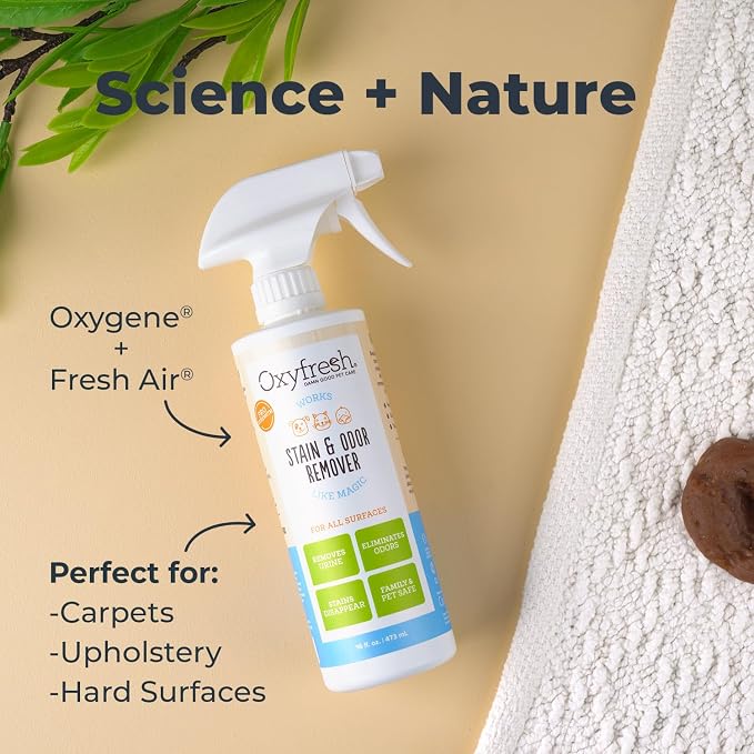Oxyfresh Premium Strong Dog and Cat Stain Remover & Odor Eliminator | Extra Strong Odor Eliminator – Carpet Stain Remover for Cats & Dog Pee – Urine Destroyer – Removes Carpet Stains on First Try