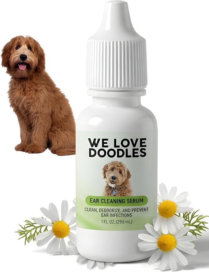 Ear Serum for Dogs, Dog Ear Cleaning Solution, Natural, Made in USA, 1oz | Advanced Dog Ear Cleaning, Reduces Itching, Odor & Wax, Ear Drops for Dogs, Golden Doodle & Poodle Ear Flush, Puppy Essential