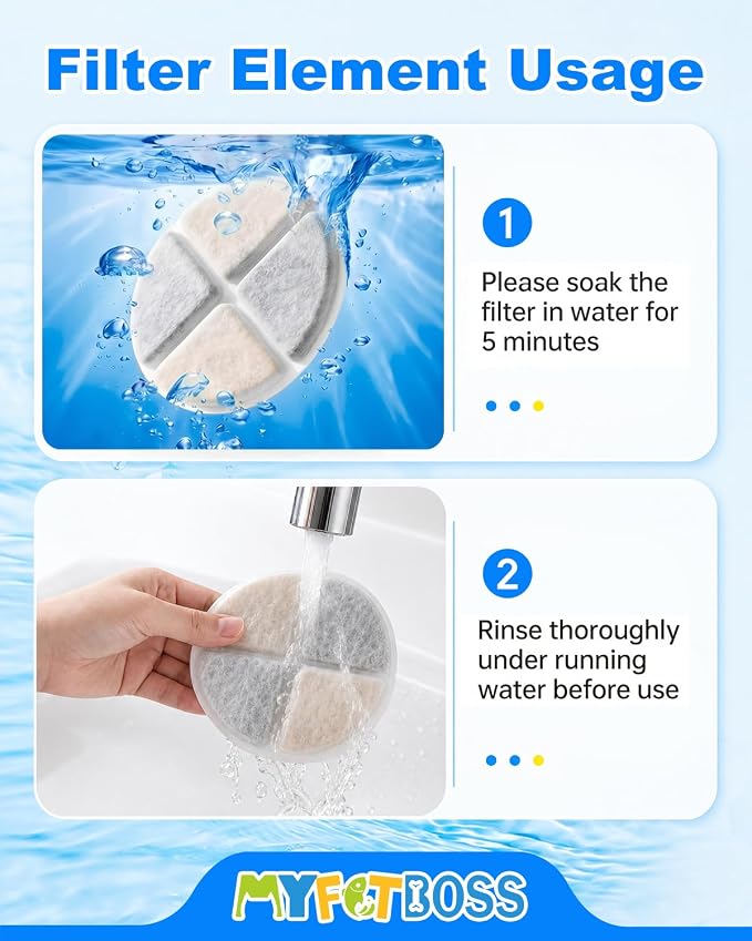 Cat Fountain Filters, 8 Pack Pet Water Fountain Filter Replacement Compatible with 101 oz Cat Water Dispenser