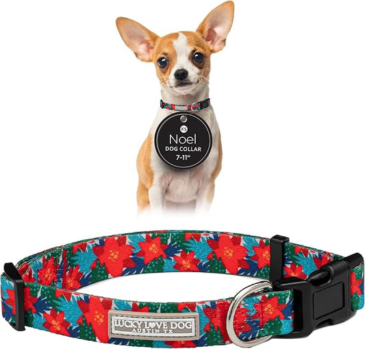 Lucky Love Dog - Adjustable Dog Collar with Easy Click Noel for Small Ones, Durable, & Comfortable for Male & Female Dogs, Pet Collar for Puppies & Adult Dogs - Noel, XS