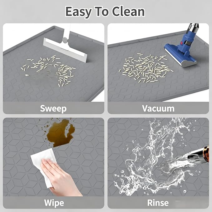 Large Silicone Cat Litter Mat 34*22Inch, Waterproof Washable Kitty Pad | Urineproof Litter Trapping Mat For Cat Easy to Clean Non-Slip Soft On Kitty Paws Protects Floors Mat For Washing Machine