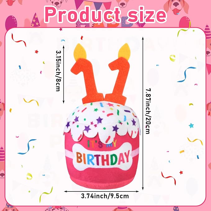Dansydaisy Dog Birthday Cake Toy Squeaky Plush Toy for Girl Boy Gifts, Chew Accessories for Dog Birthday Party Decor Favor for Large, Medium and Small Dogs(11th,Pink)