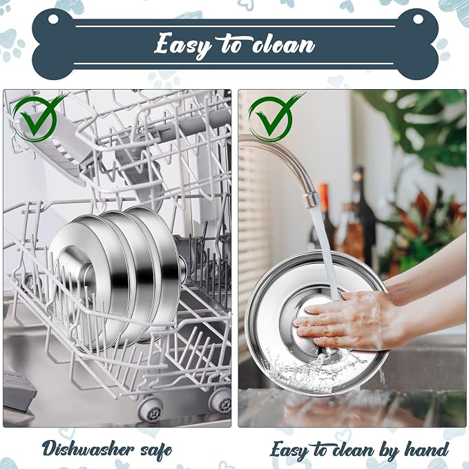 Zopeal 6 Pcs 11.8" Stainless Steel Puppy Bowls Puppy Food Feeding Bowl Dog Food Water Slow Feeder Bowls, Weaning Feeder for Litters, Small Medium Large Dogs, Pets, Multiple Puppies