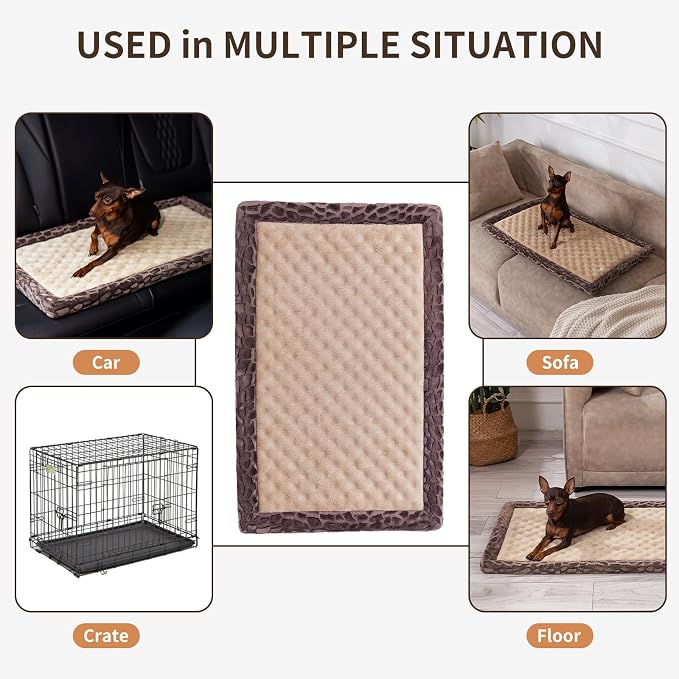 MINIDEAR Dog Crate Pad, Crate Bed Non-Skid Kennel Pad, Rubber Backing Memory Foam for Dog Bed Mat, Machine Washable Dog Bed for Crate, 17"x24"