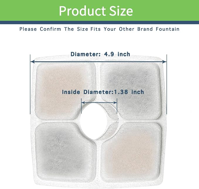 Lmpyf 8 Pack Square Filters for Cat Fountain, Compatible with 2.5L Pet Flower Fountains, Ion Exchange Resin and Activated Carbon