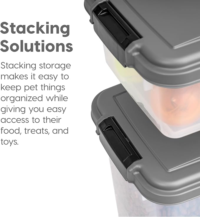 IRIS USA Dog Food Storage Container, Up to 30+11 lbs, Dark Gray | Made in the USA, Includes 2-Cup Scoop & Wheels, Airtight Seal, BPA-Free, Bird Seed, Cat food, Cat Litter, Treats, Toys