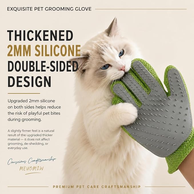 MEUOMIW - Pet Grooming Glove & Hair Remover - Deshedding Brush for Shedding Control - Gentle Massage Mitt for Dogs & Cats with Long and Short Fur - Ideal for Bathing and Grooming (one piece)