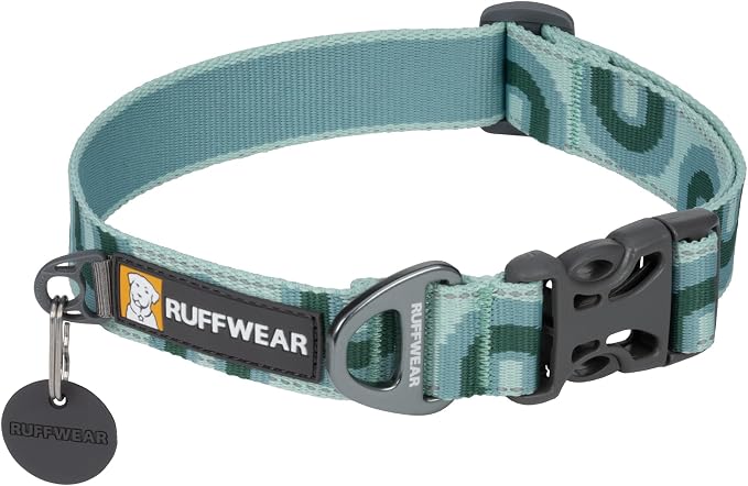 Ruffwear, Crag Dog Collar, Stylish Adventure Collar with Premium Reflective Design, Quick Release Buckle, Lightweight All-Day Comfort, Grassy Oxbow, 14"-20"
