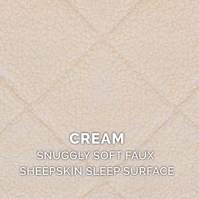 Furhaven Dog Bed for Large/Medium Dogs, 100% Washable, Sized to Fit Crates - Sherpa Fleece Bolster Crate Pad - Cream, Large